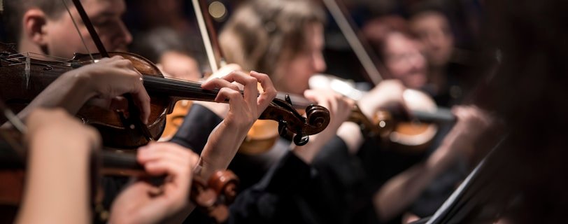 people playing violin inside dim room