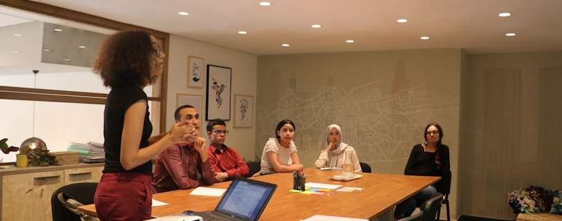 rectangular brown wooden table