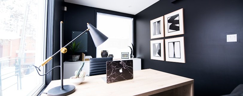 table lamp on desk inside room