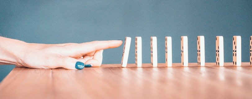 person holding white and blue plastic blocks